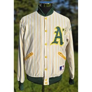 Vintage 80s OAKLAND A's Felco Jacket Pinstripe Original Bomber Coat USA Mens M